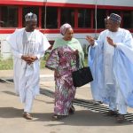 Left to Right: Prof. Bala Zakari (Deputy ES - Technical), Hajiya Aisha Garba (New UBEC ES), Dr. Hamid Bobboyi (Former UBEC ES)